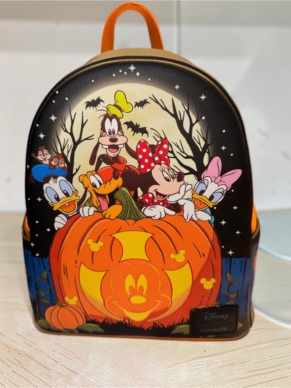 Loungefly Disney Halloween Mickey and Friends Pumpkin Glow-in-the-Dark Backpack